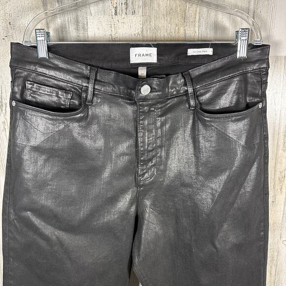 FRAME Le Crop Mini Boot Coated Black Jeans – Size 34 – High-Rise – MSRP $258 - Picture 4 of 8